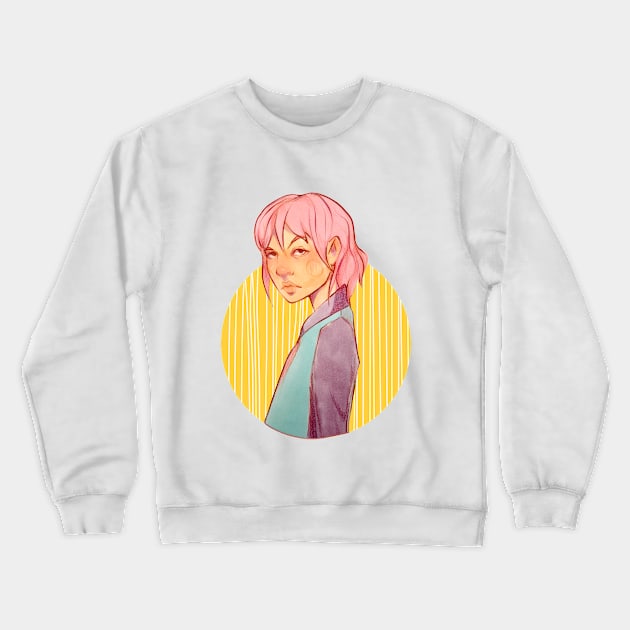 Pastel colors girl illustration Crewneck Sweatshirt by The F* cake